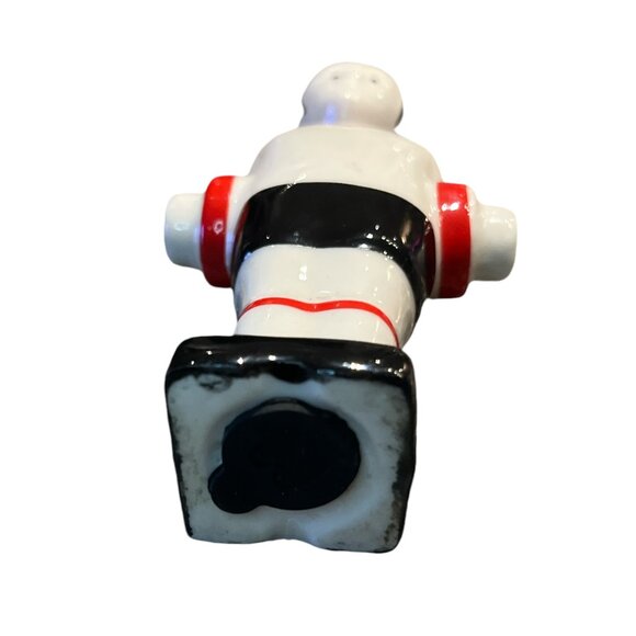 SALT SHAKER Foosball Player Ceramic 4.75" High 2.25" Wide White & Red Jersey - Picture 5 of 8